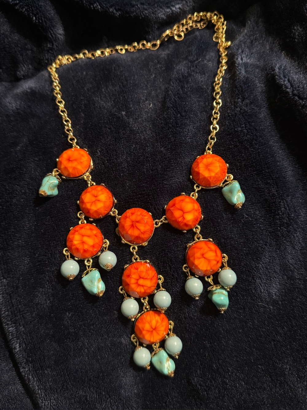 Vibrant Orange and Turquoise Statement Necklace
